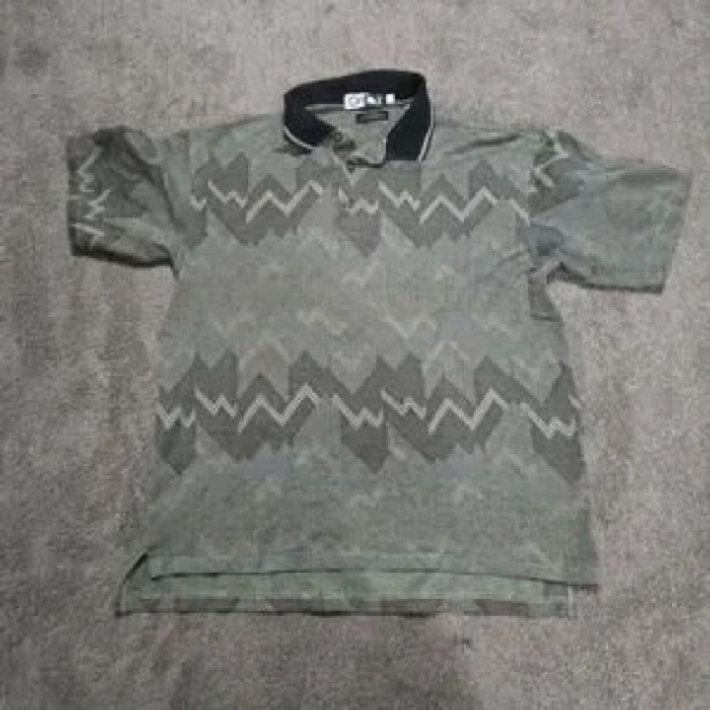Kids Green Patterned Polo Shirt with Black Collar
